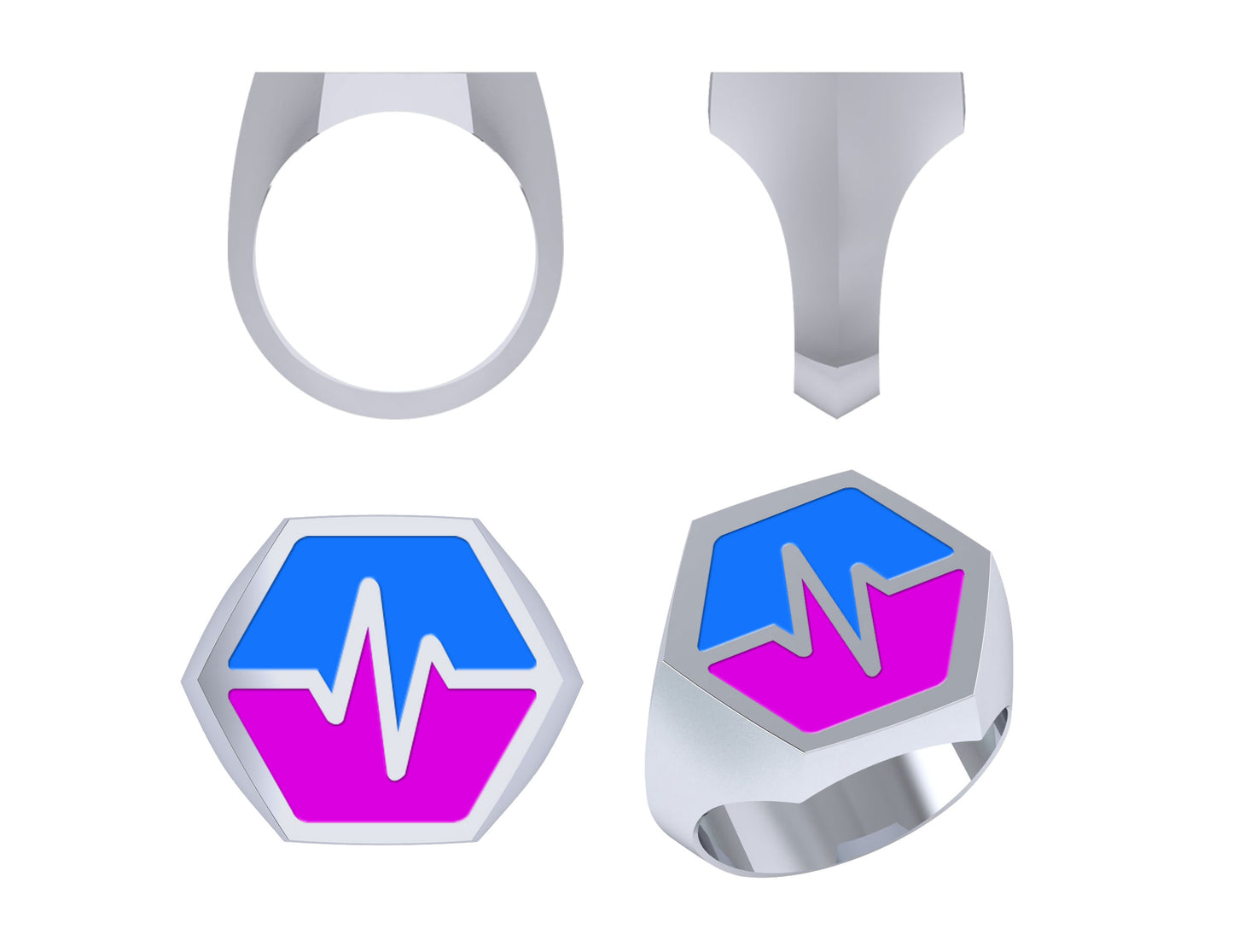 Sterling Silver Pulse Cryptocurrency Ring