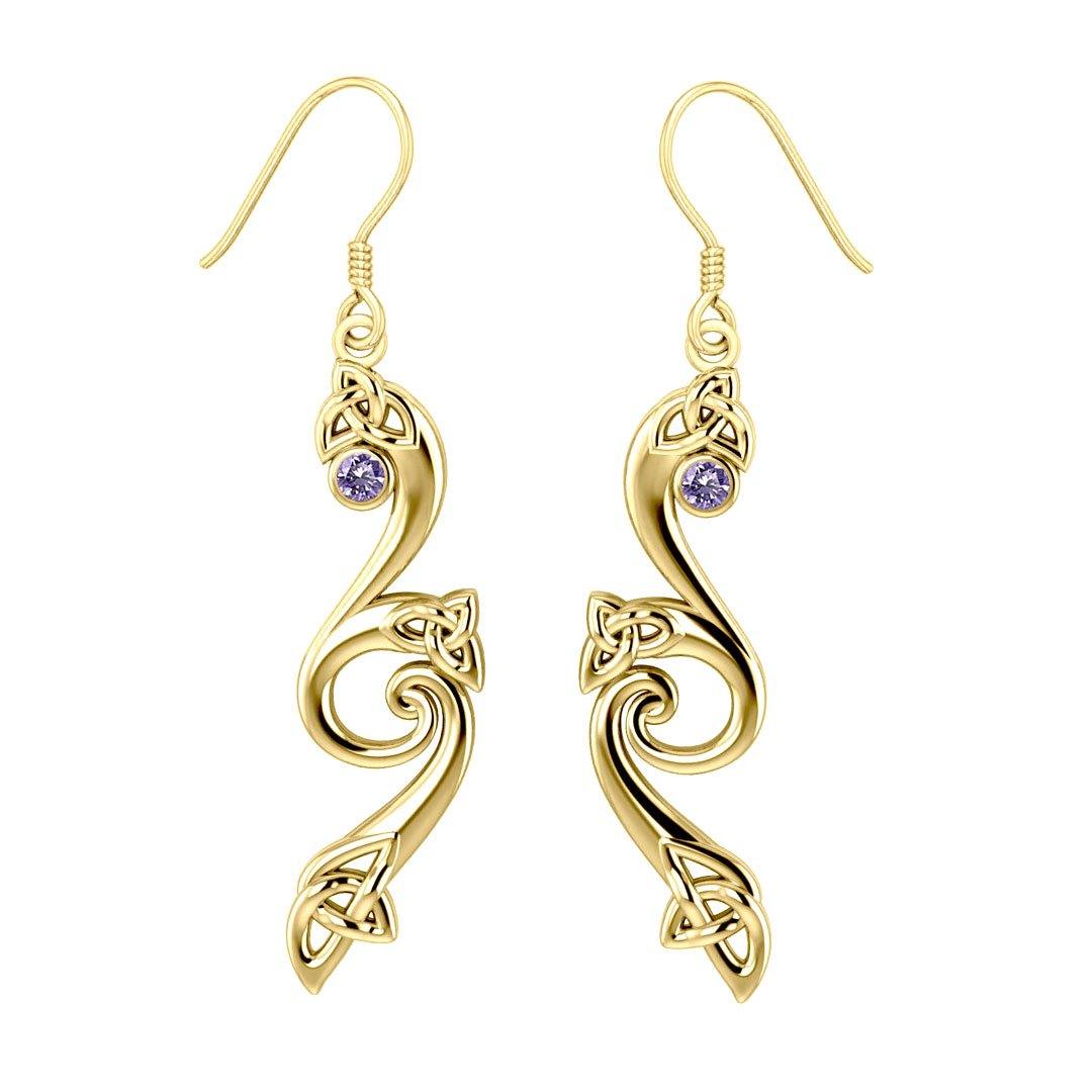 Modern Celtic Triskele Solid Gold Earrings GER570