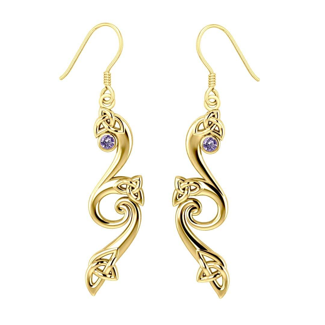 Modern Celtic Triskele Solid Gold Earrings GER570