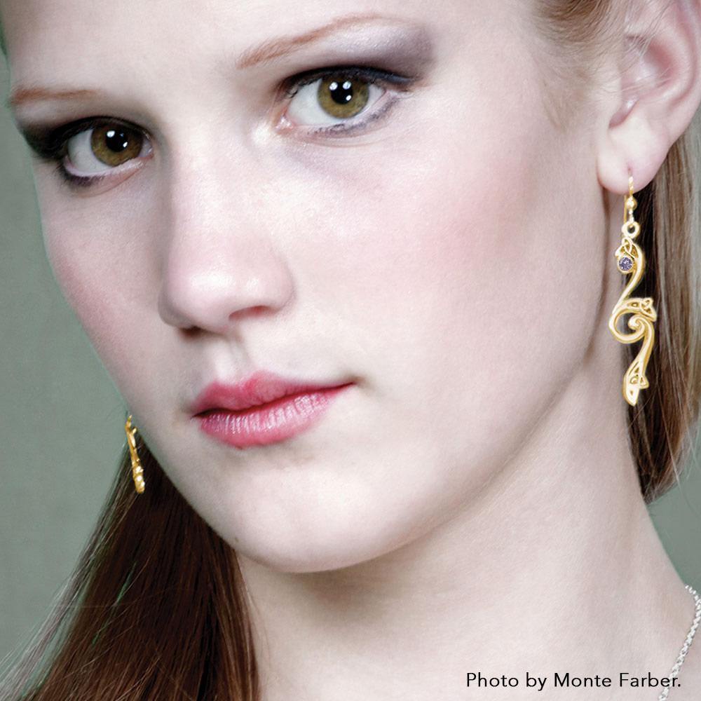 Modern Celtic Triskele Solid Gold Earrings GER570