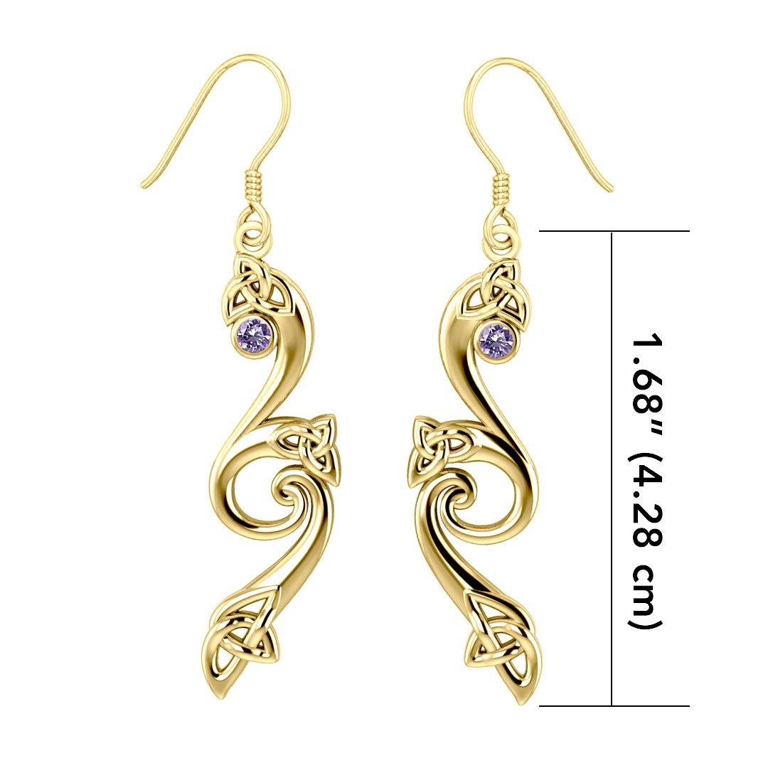 Modern Celtic Triskele Solid Gold Earrings GER570