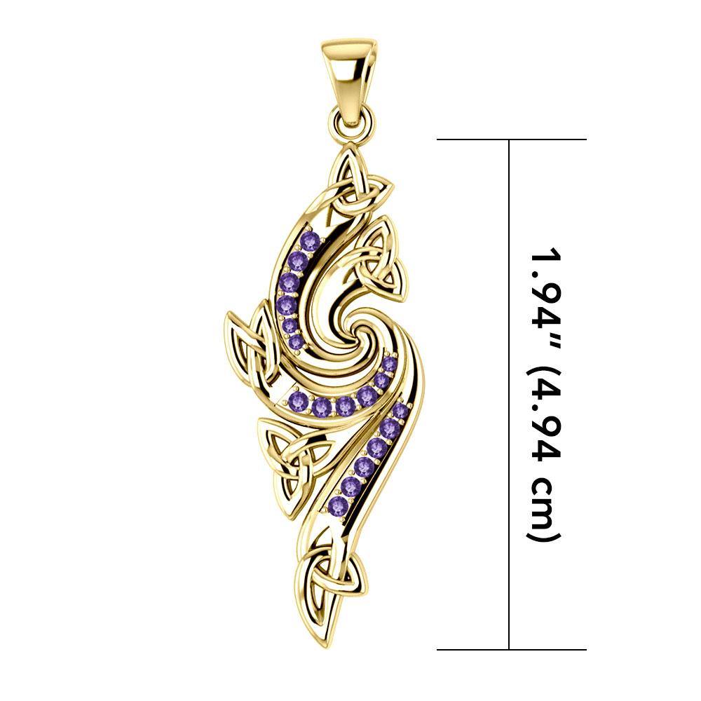 Modern Celtic Knotwork Solid Gold with Gemstone Pendant GPD1272