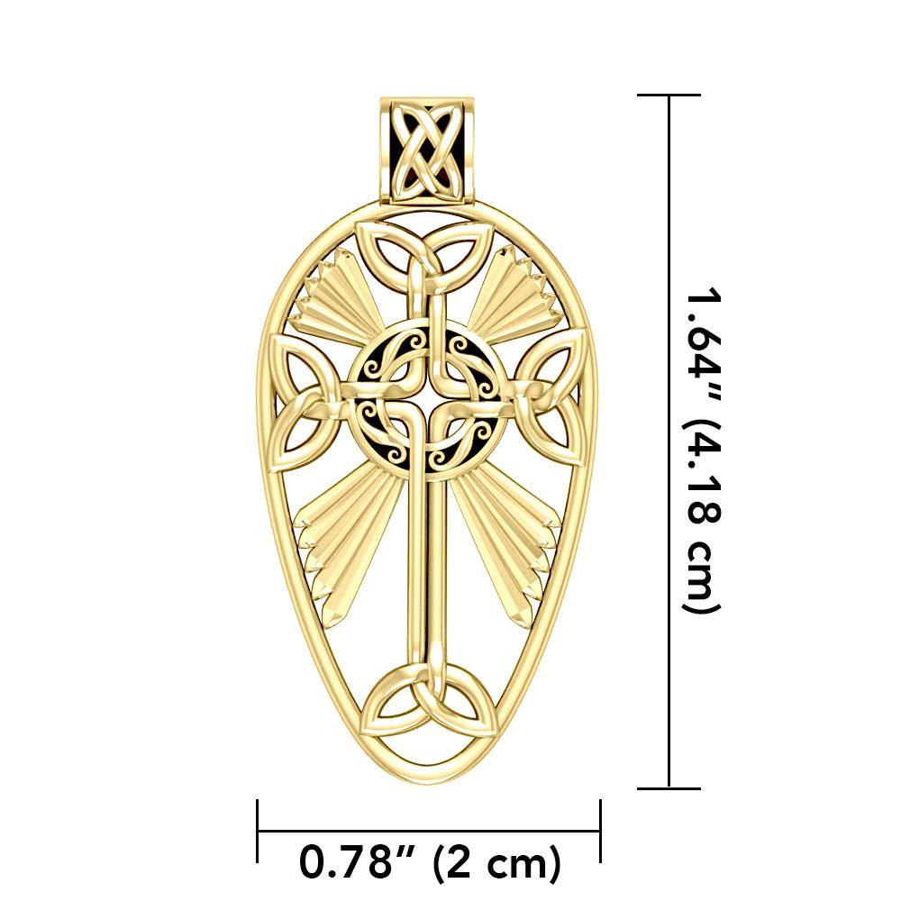 Large Celtic Knotwork Cross Solid Gold Pendant GPD1821