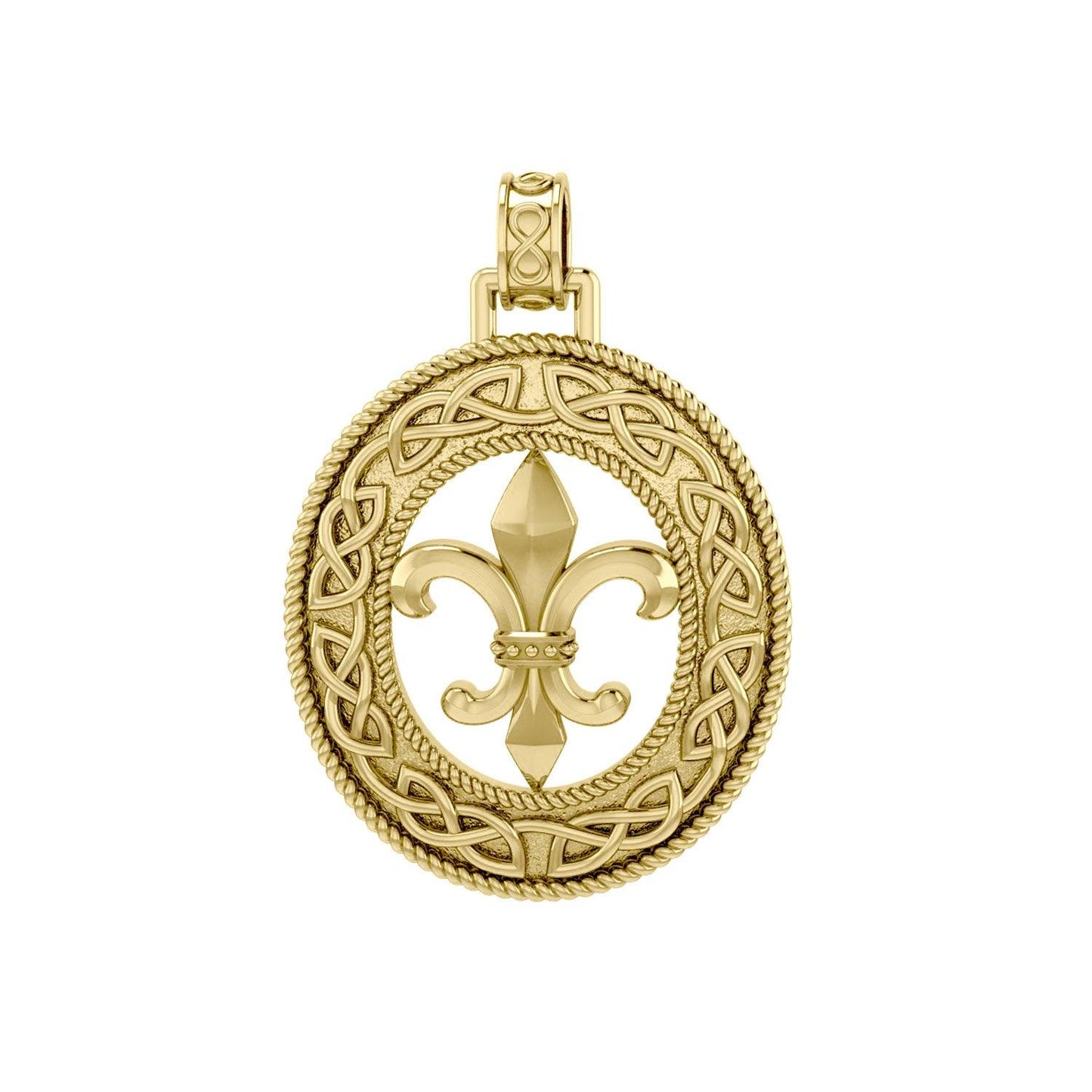 Fleur-de-Lis with Celtic Solid Gold Pendant GPD336