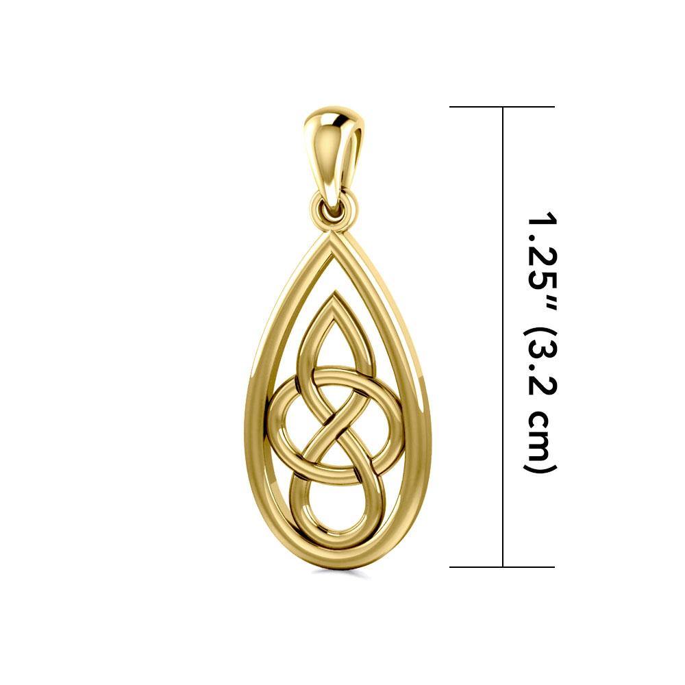 Teardrop Celtic Knotwork Solid Gold Pendant GPD4197