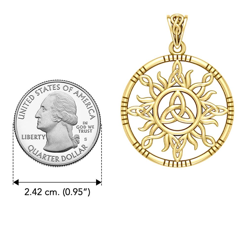 The Sun and Celtic Trinity Knot Solid Yellow Gold Pendant GPD5924