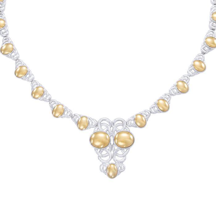 Danu Silver and Gold Celtic Knotwork Necklace MNC156