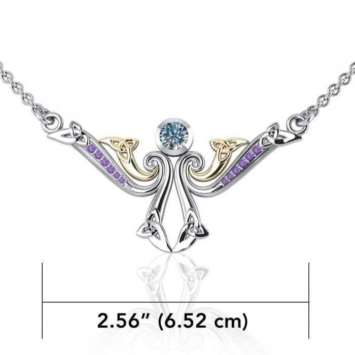 Modern Celtic Triskele Silver and Gold Necklace MNC161