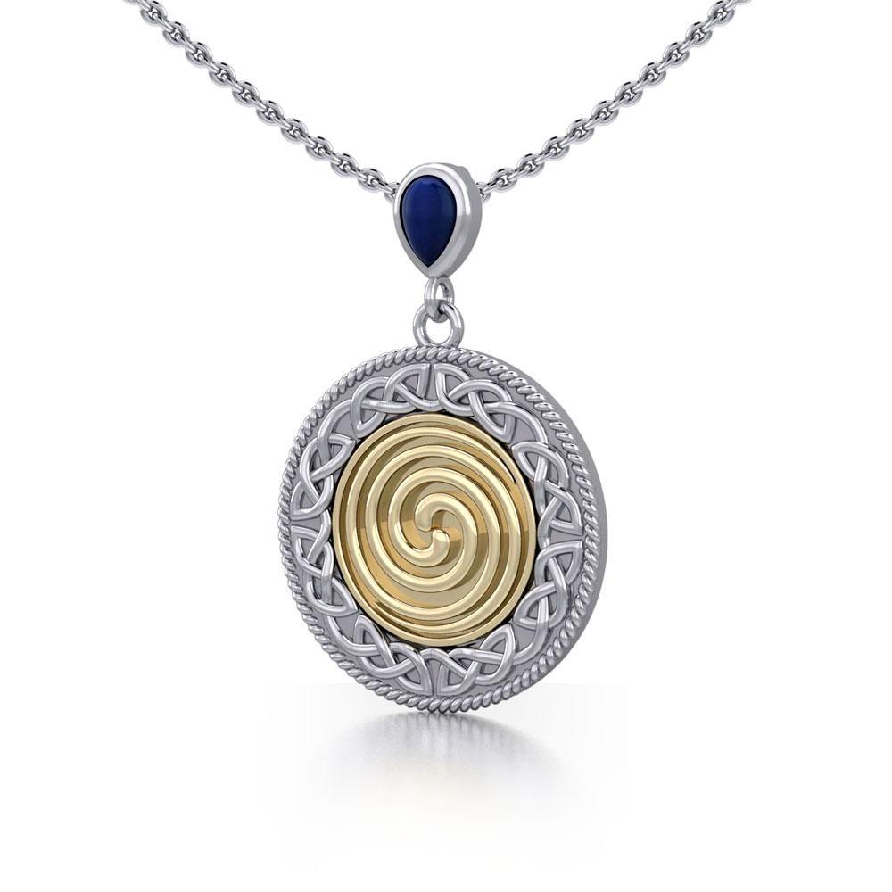 Celtic Ancestral Wisdom Spell Silver and Gold Pendant MPD4747