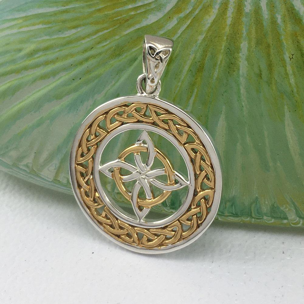 Celtic Knotwork Sterling Silver with 14K Gold accent Pendant MPD728