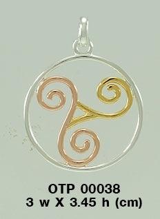 Celtic Three Tone Spiral Pendant OTP038