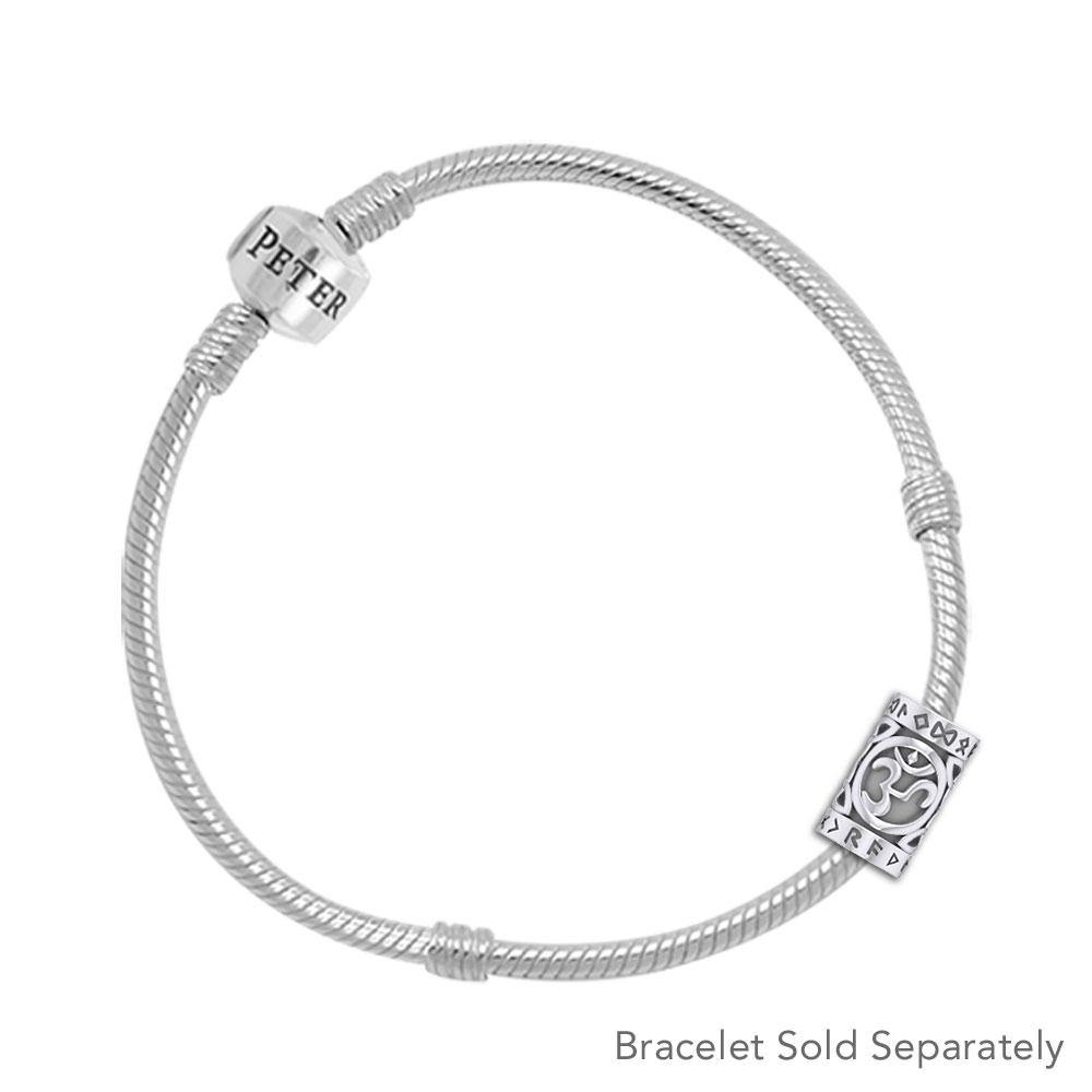 Om Symbol in Circle with Rune Symbol and Celtic Accented Silver Bead TBD369