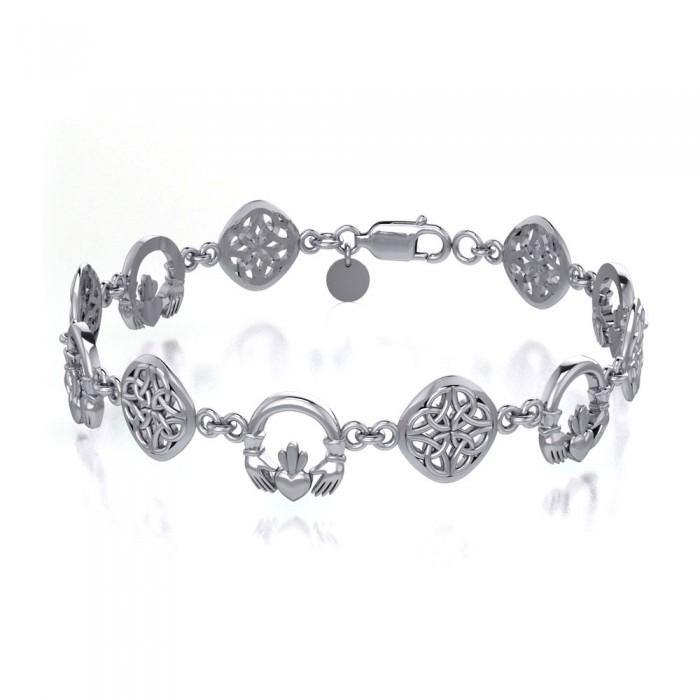 Celtic Knotwork & Claddagh Sterling Silver Bracelet TBG238