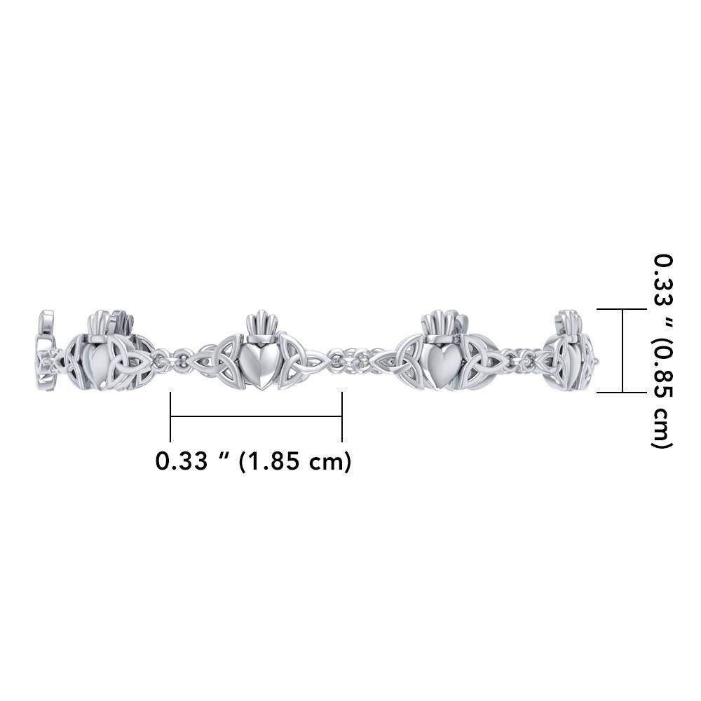 Celtic Trinity Claddagh Link Sterling Silver Bracelet TBG368