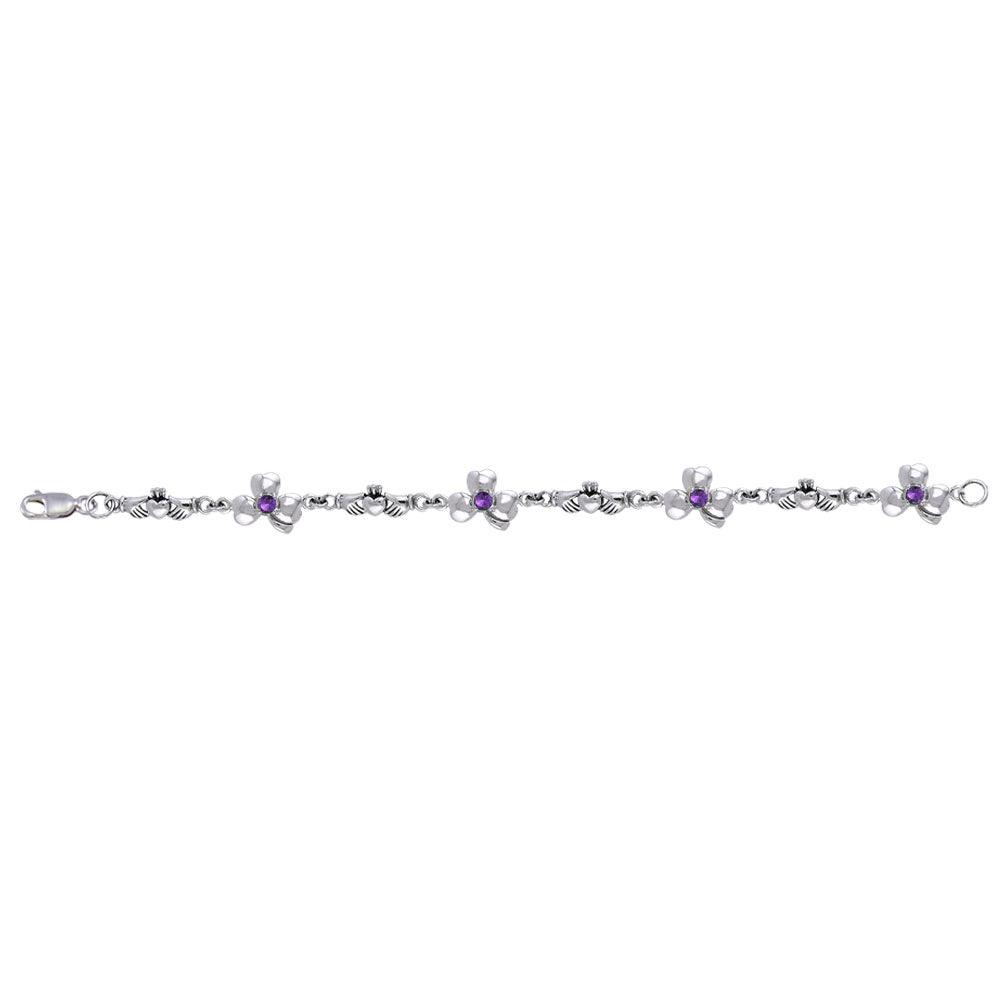Celtic Irish Claddagh Link Sterling Silver Bracelet TBL085