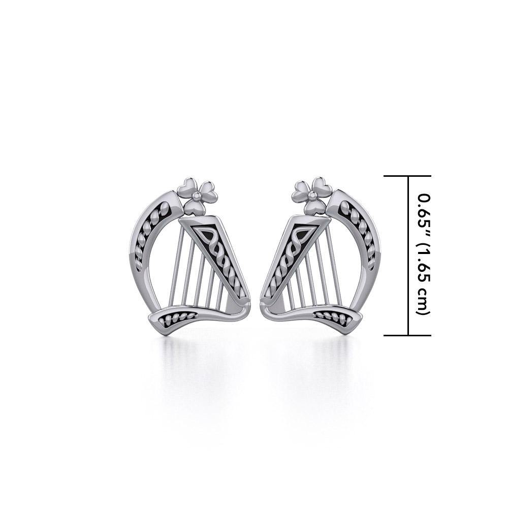 Celtic Knotwork Harp Sterling Silver Earrings TE1101