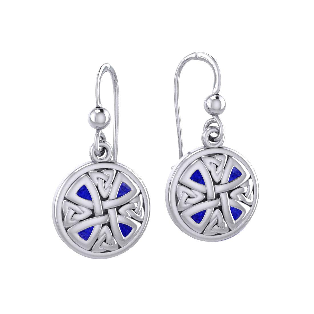 Celtic Trinity Knotwork Cross Sterling Silver Earrings TE1199