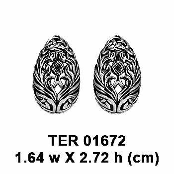 A strong emblem in full bloom ~ Sterling Silver Jewelry Celtic Thistle Post Earrings TER1672