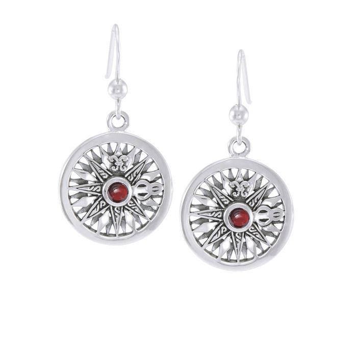 Celtic Knots Compass Sterling Silver Earrings with Gemstone TER035