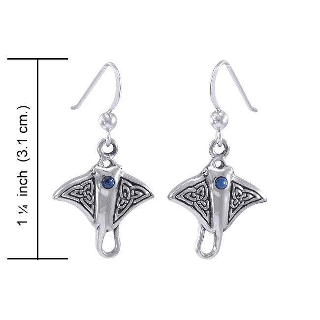 Celtic Manta Ray Sterling Silver Hook Earring TER037