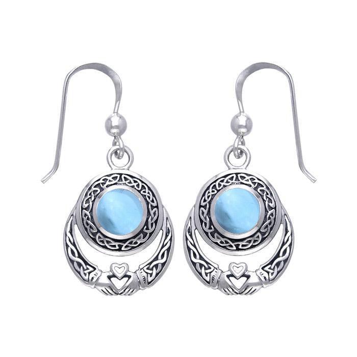 Celtic Knotwork Silver Claddagh Earrings TER070