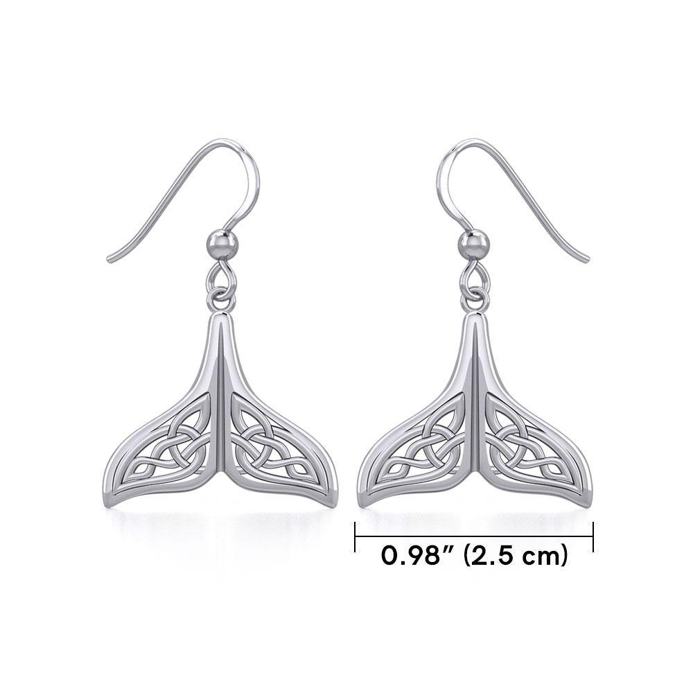 Celtic Knotwork Whale Tail Silver Earrings TER1936