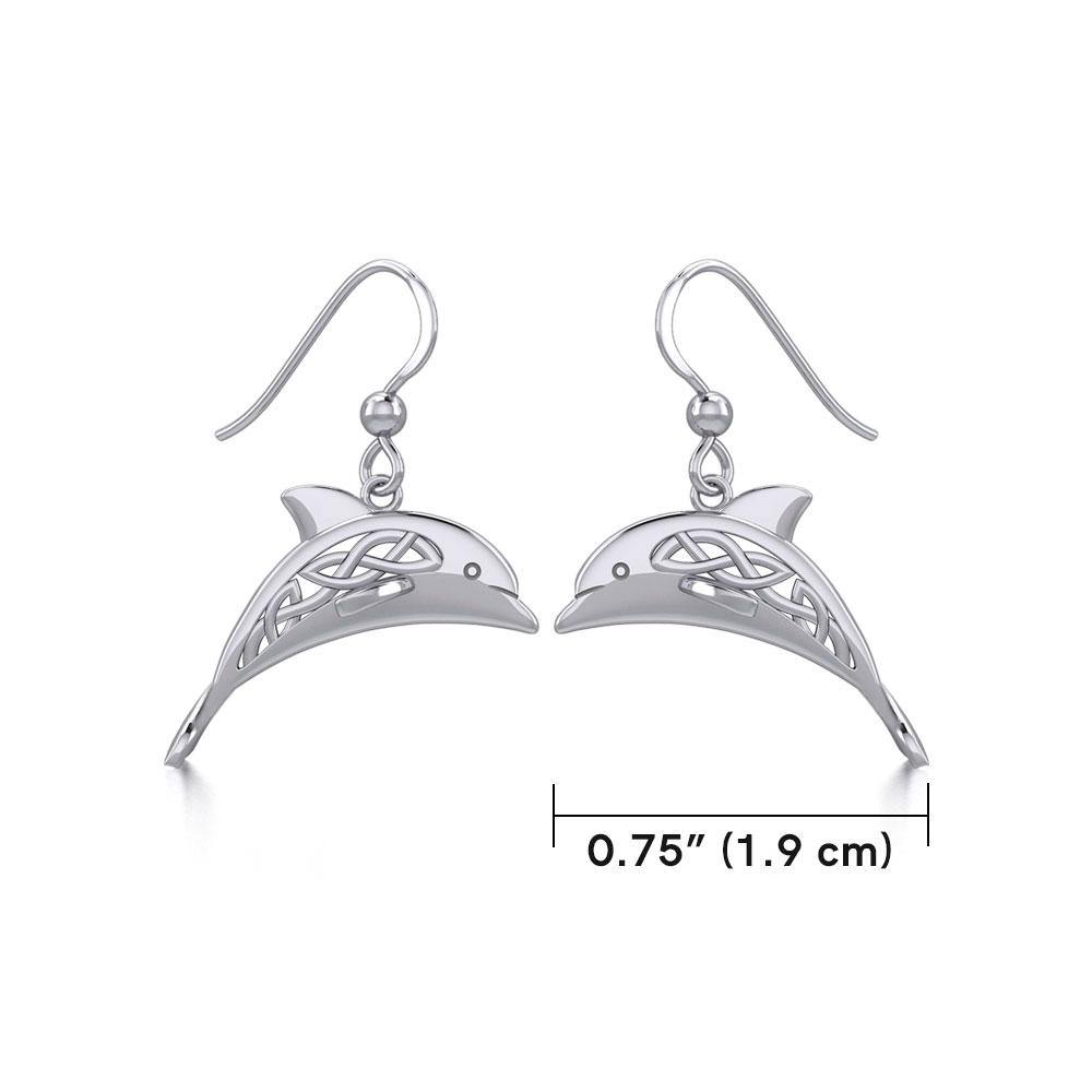Celtic Joyful Dolphins Silver Earrings TER1951