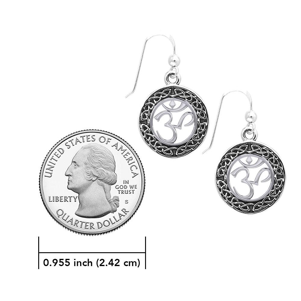 Om with Celtic Border Silver Earrings TER2201