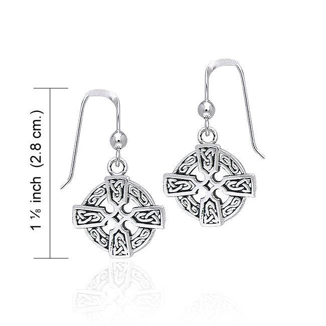 Celtic Cross Silver Earrings TER379