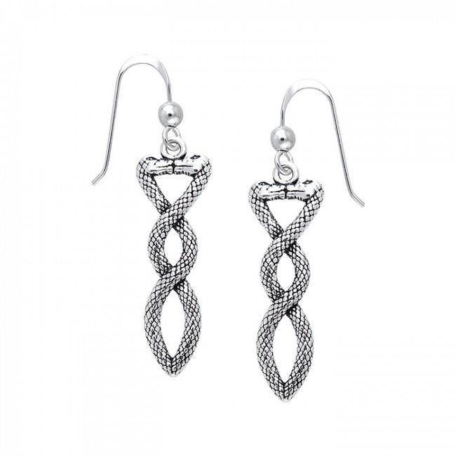 Celtic Snake Earrings Details : .925 Sterling Silver Earrings size 0.96 cm. (0.37") W x 3.08 cm. (1.21") H