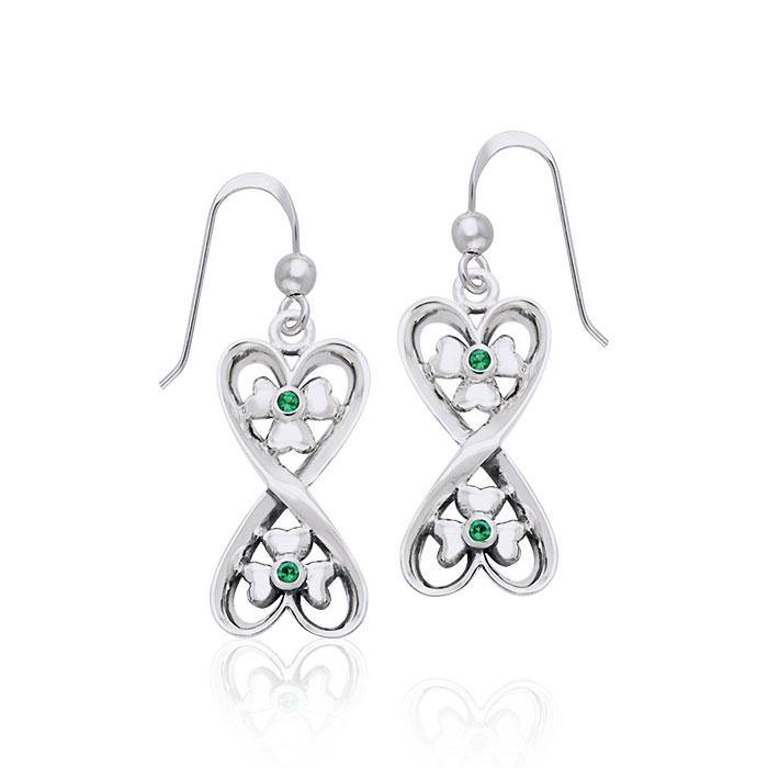 Danu Elegant Silver Celtic Knotwork Earrings with Gems TER544