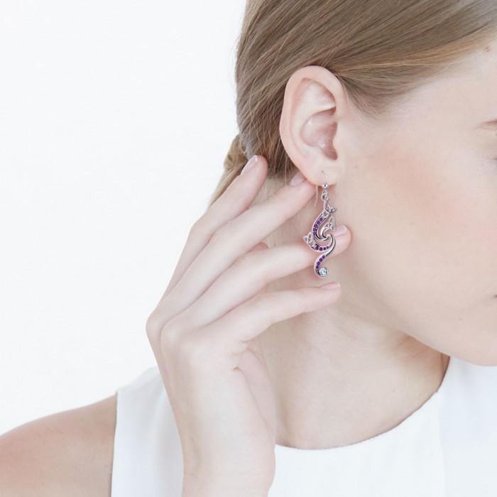 A dazzling eternity Silver Celtic Triquetra Dangle Earrings with Gemstone TER569