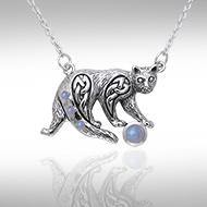 Celtic Cat Gemstone Necklace TNC042
