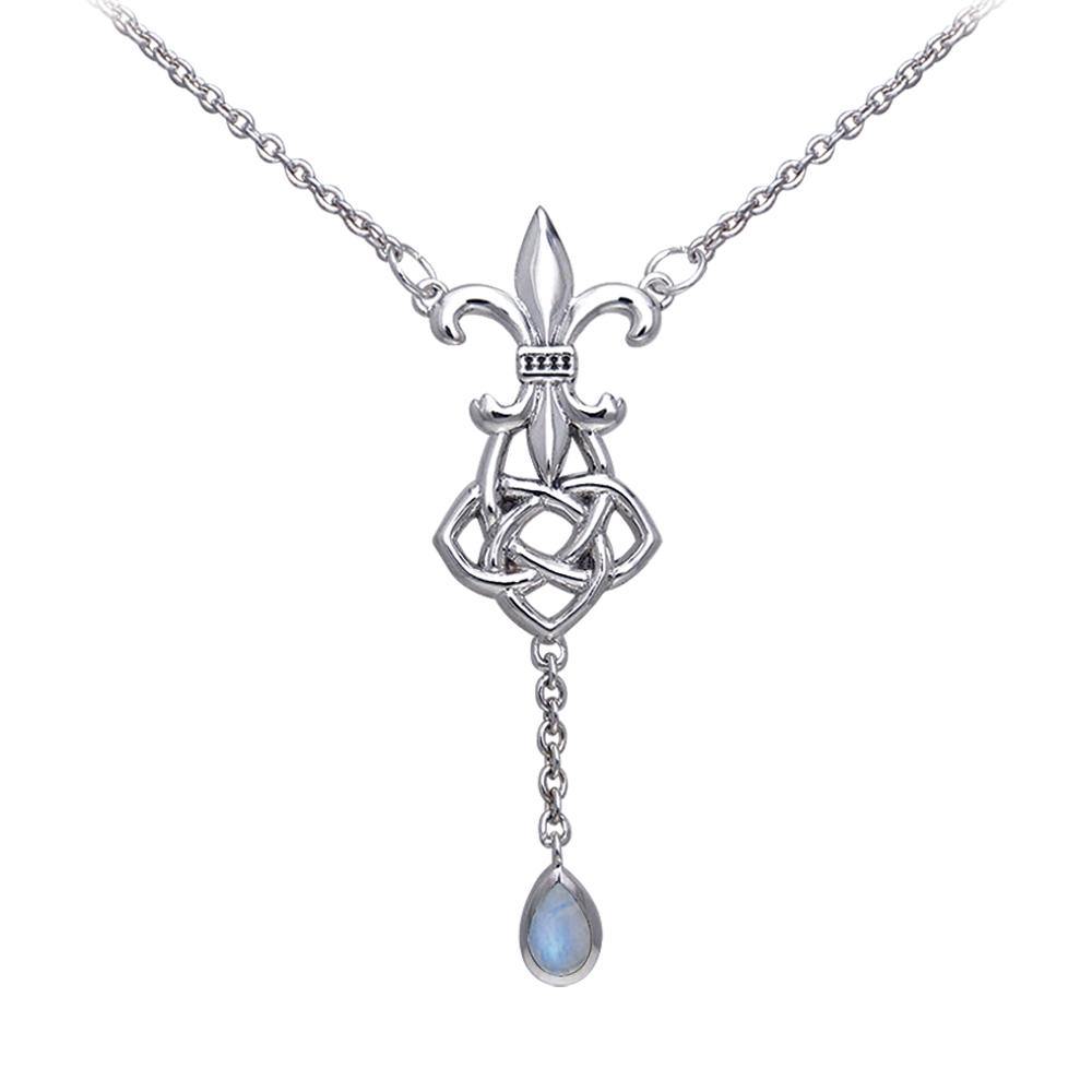 Celtic Knotwork Silver Fleur De Lis Necklace TNC045