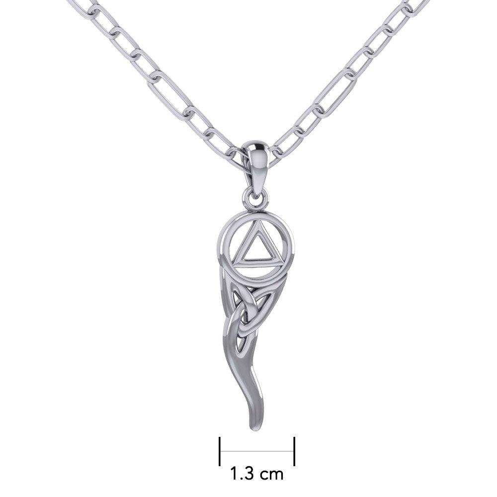 Recovery And Celtic Italian Horn Silver Necklace TNC559