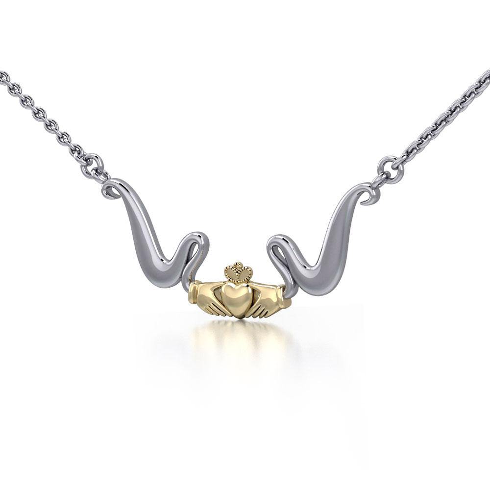 Modern Celtic Claddagh Necklace TNV057