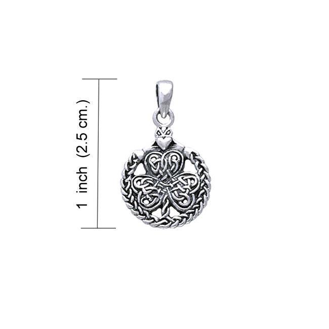 Celtic Knotwork Shamrock & Irish Claddagh Silver Pendant TP3418