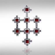 Book of Durrow Celtic Cross Silver Pendant TP3454