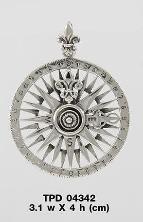 Celtic tradition in Fleur-de-Lis Sterling Silver Rose Compass Jewelry Pendant TPD4342