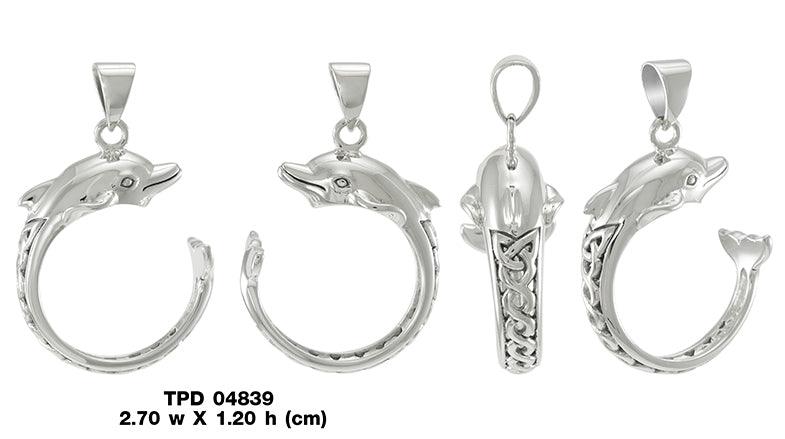 Celtic Accent Dolphin Sterling Silver Pendant TPD4839
