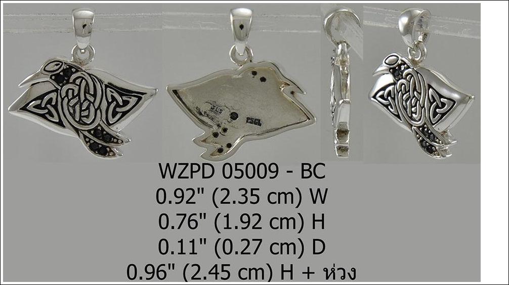 Celtic Raven Sterling Silver Pendant with Gemstone TPD5009