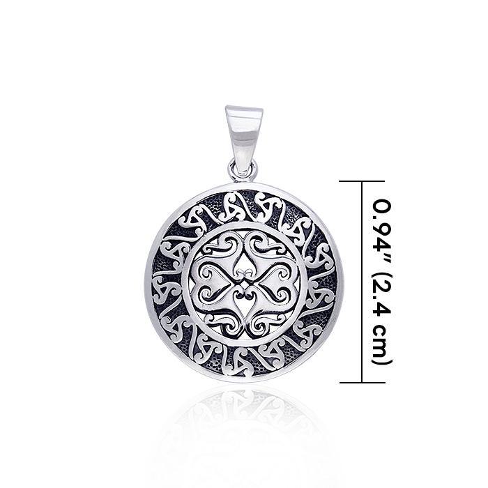 Celtic Triple Spiral Sun Disk Silver Pendant TPD181