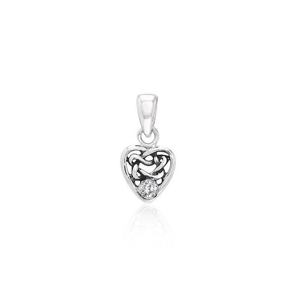 Celtic Knotwork Heart Birthstone Sterling Silver Pendant TPD2897
