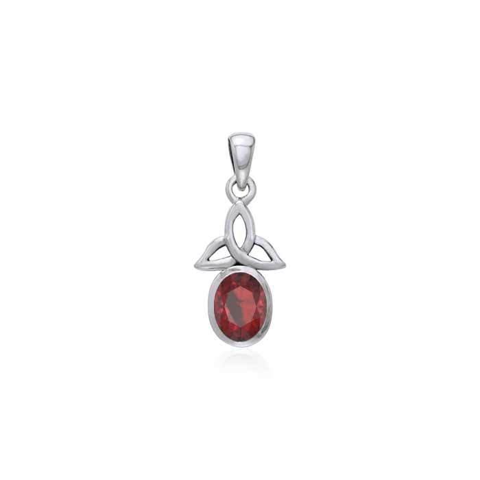 The Celtic Trinity Knot Silver Pendant with Gemstone TPD3030