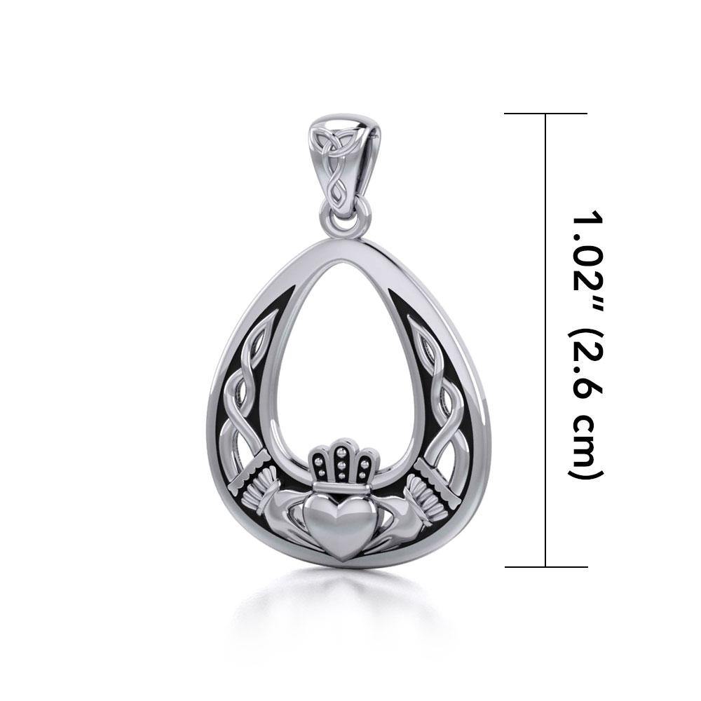 Celtic Knotwork Claddagh Silver Pendant TPD3034