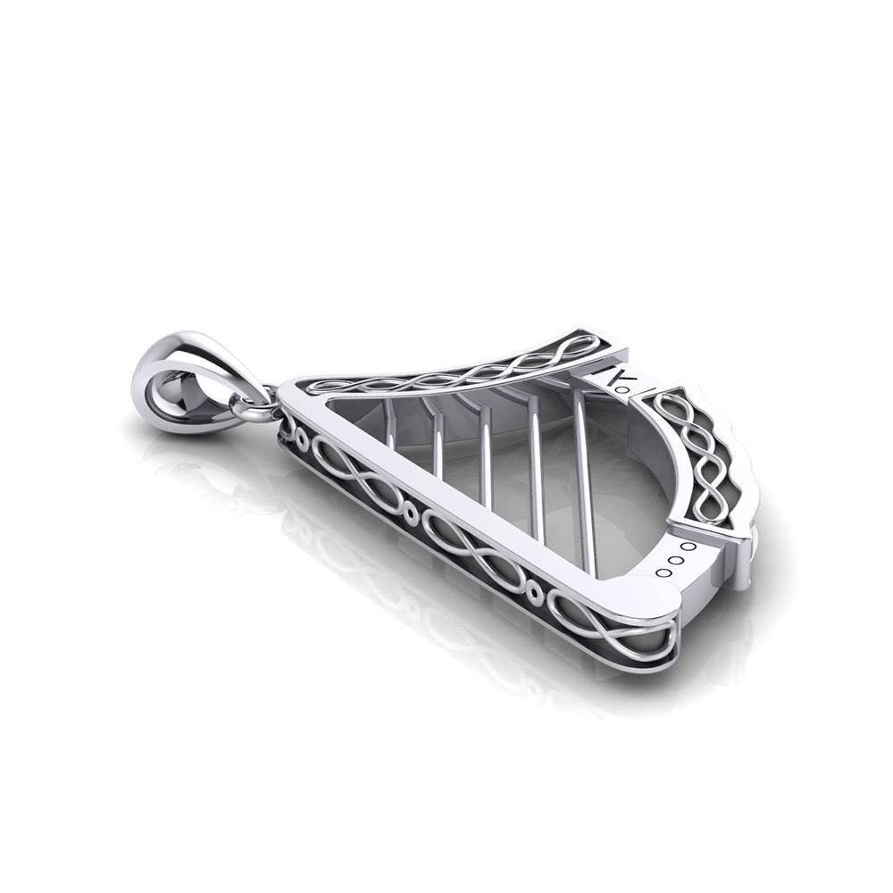 Celtic Knotwork Harp Pendant TPD3540
