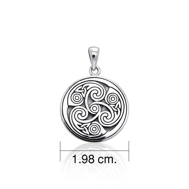Celtic Triskele Round Silver Pendant TPD3542