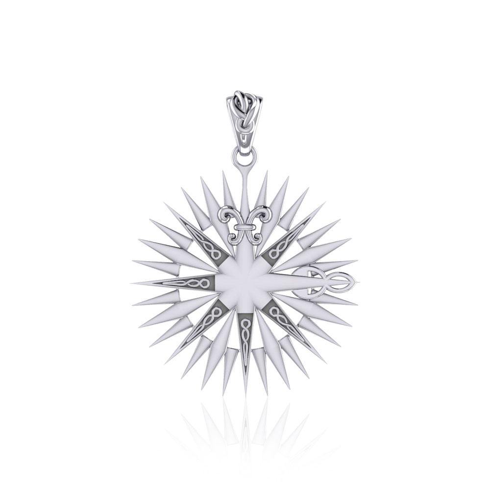Wonderful Celtic Compass Rose Silver Pendant TPD5236