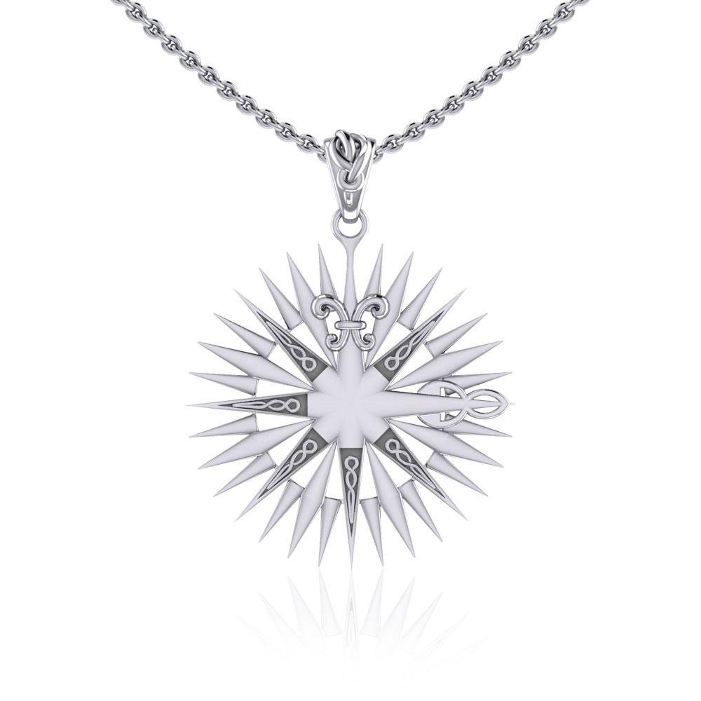 Wonderful Celtic Compass Rose Silver Pendant TPD5236