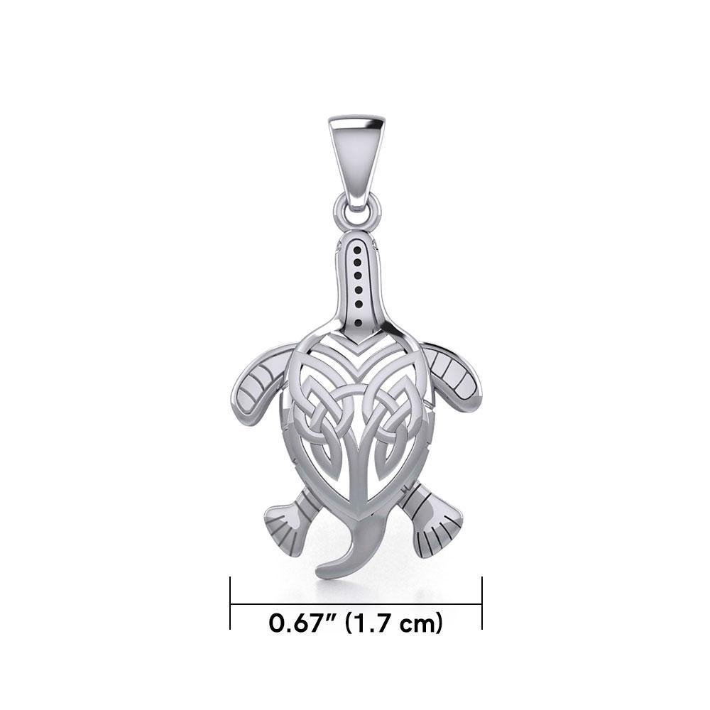 Celtic Sea Turtle Sterling Silver Pendant TPD5689